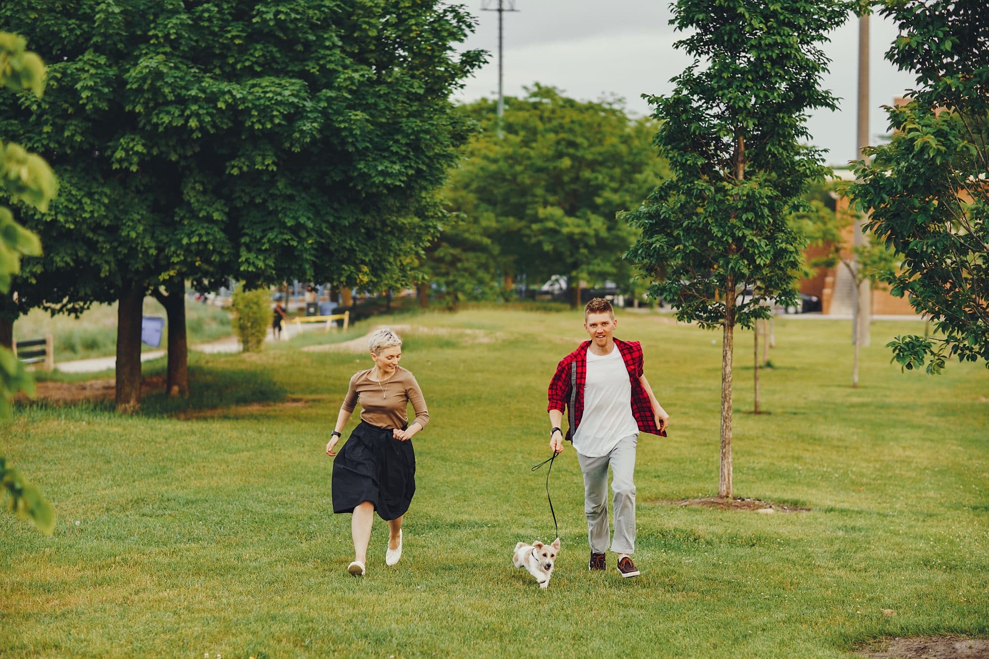 Highland Neighborhood Park Just Down The Street - Happy couple with dog.